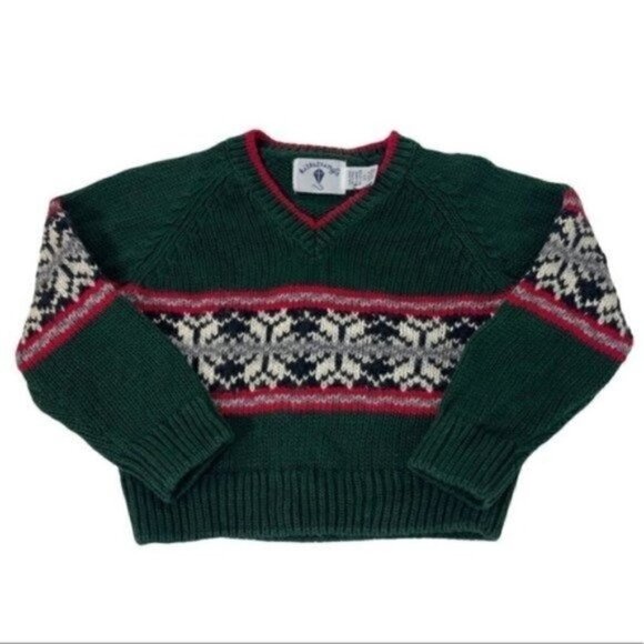 Kitestrings Knit fair Isle Long Sleeve Pullover Sweater Size 2T V-neck - Picture 1 of 8